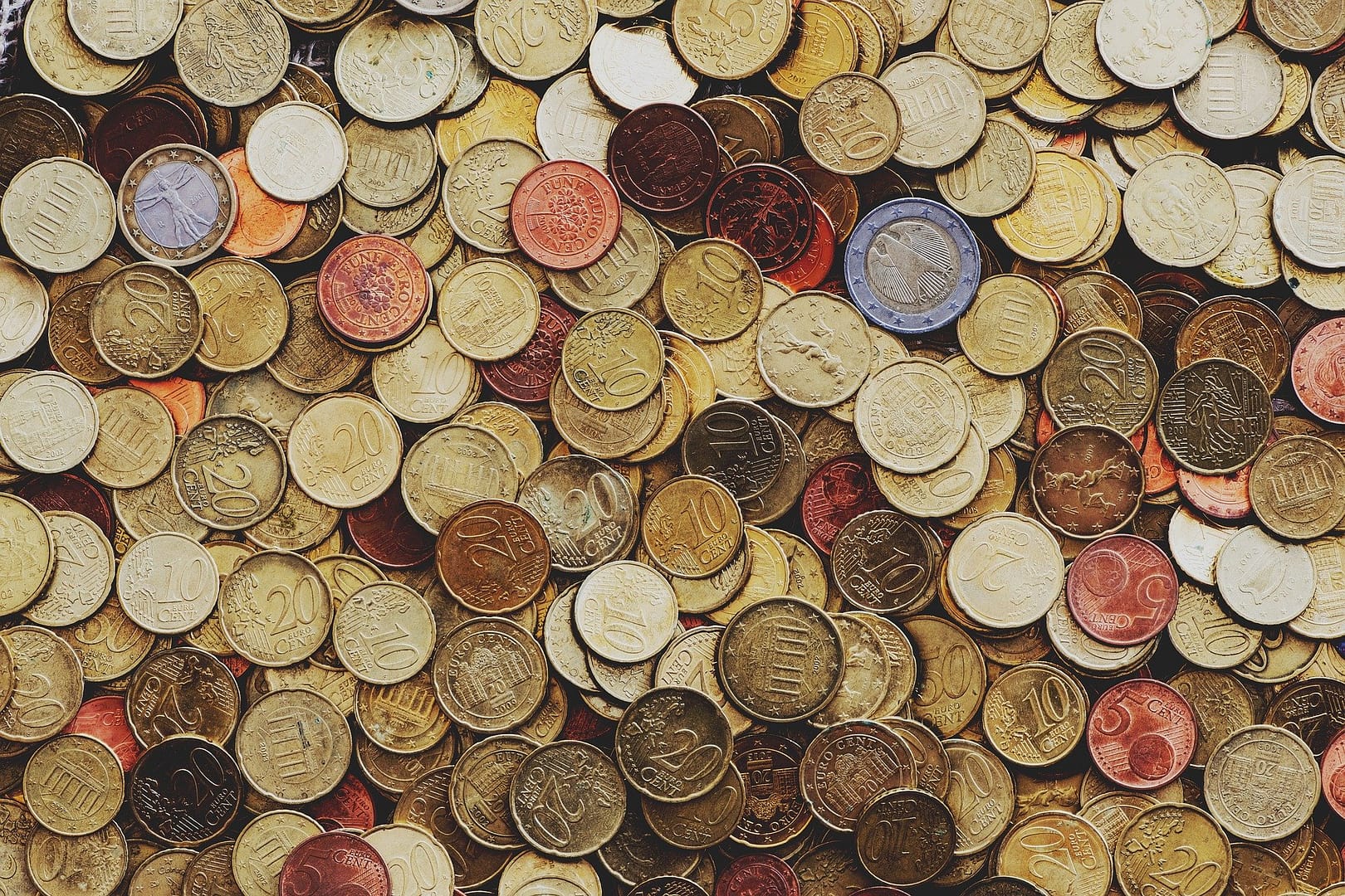 piles of assorted coins