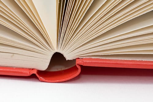 open book with red spine