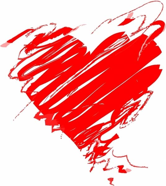 red heart with scribble pen effect